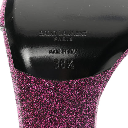 Saint Laurent Glitter Amber 105 Ankle Strap Sandals 38.5 Fuchsia 6 of 9