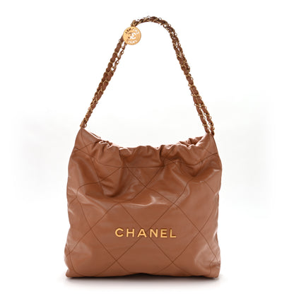 Chanel Shiny Calfskin Quilted Small Chanel 22 Beige 1 of 14