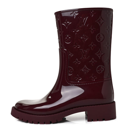 Louis Vuitton Rubber Embossed Monogram Drops Flat Half Boots 39 Burgundy 1 of 7