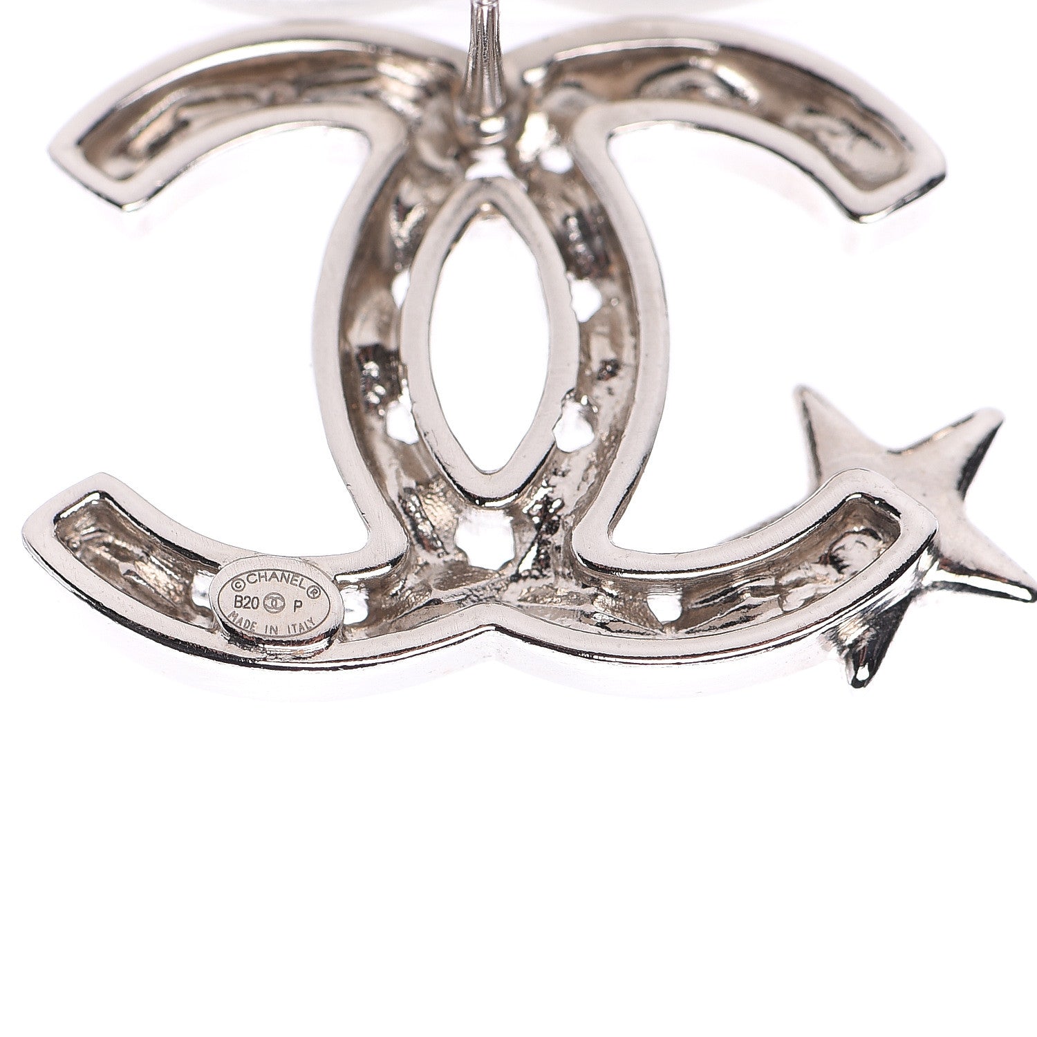 Chanel Crystal CC Starfall Earrings Silver 4 of 5