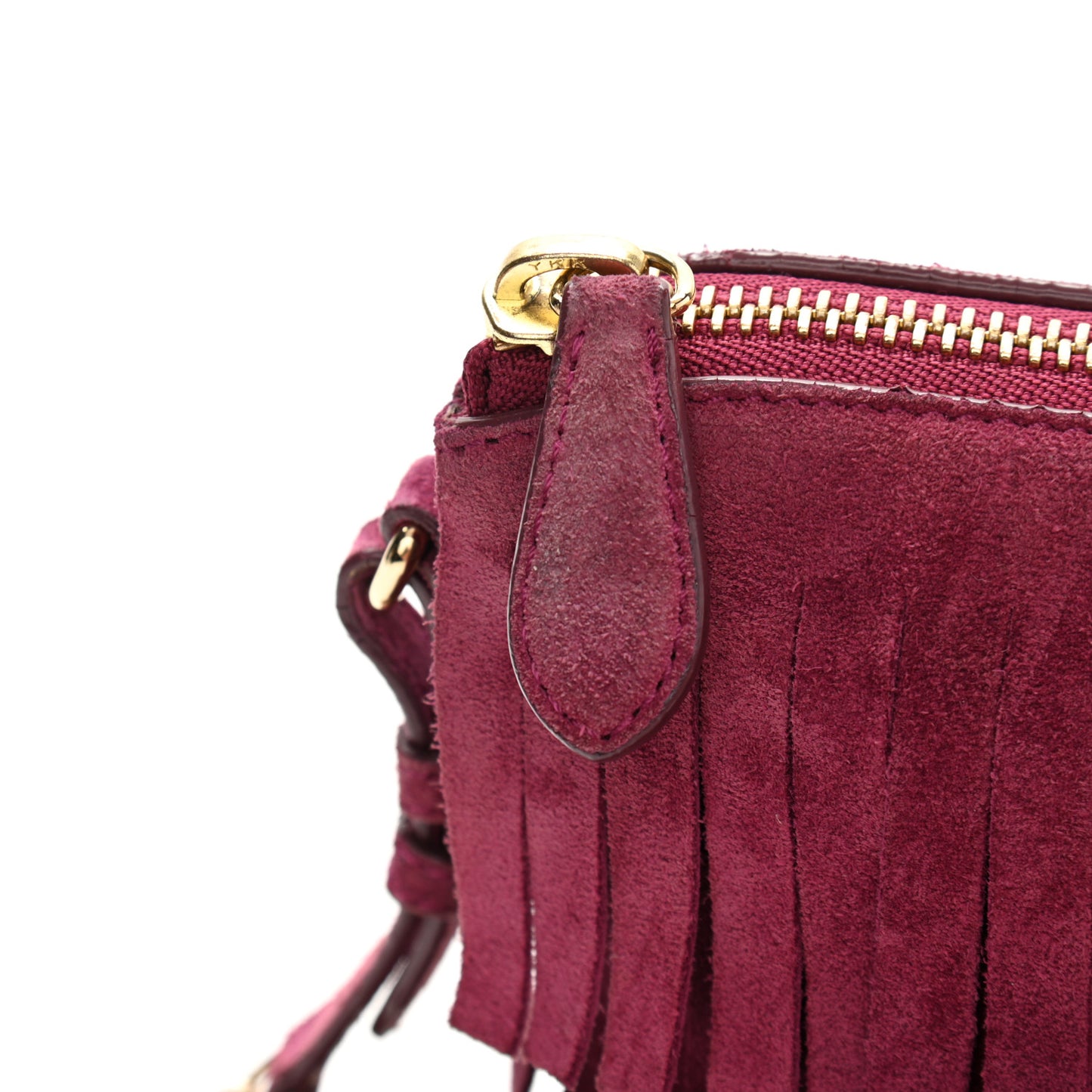 Suede Fringe Peyton Crossbody Clutch Bag Dark Plum