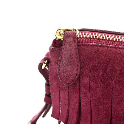 Burberry Suede Fringe Peyton Crossbody Clutch Bag Dark Plum 11 of 11