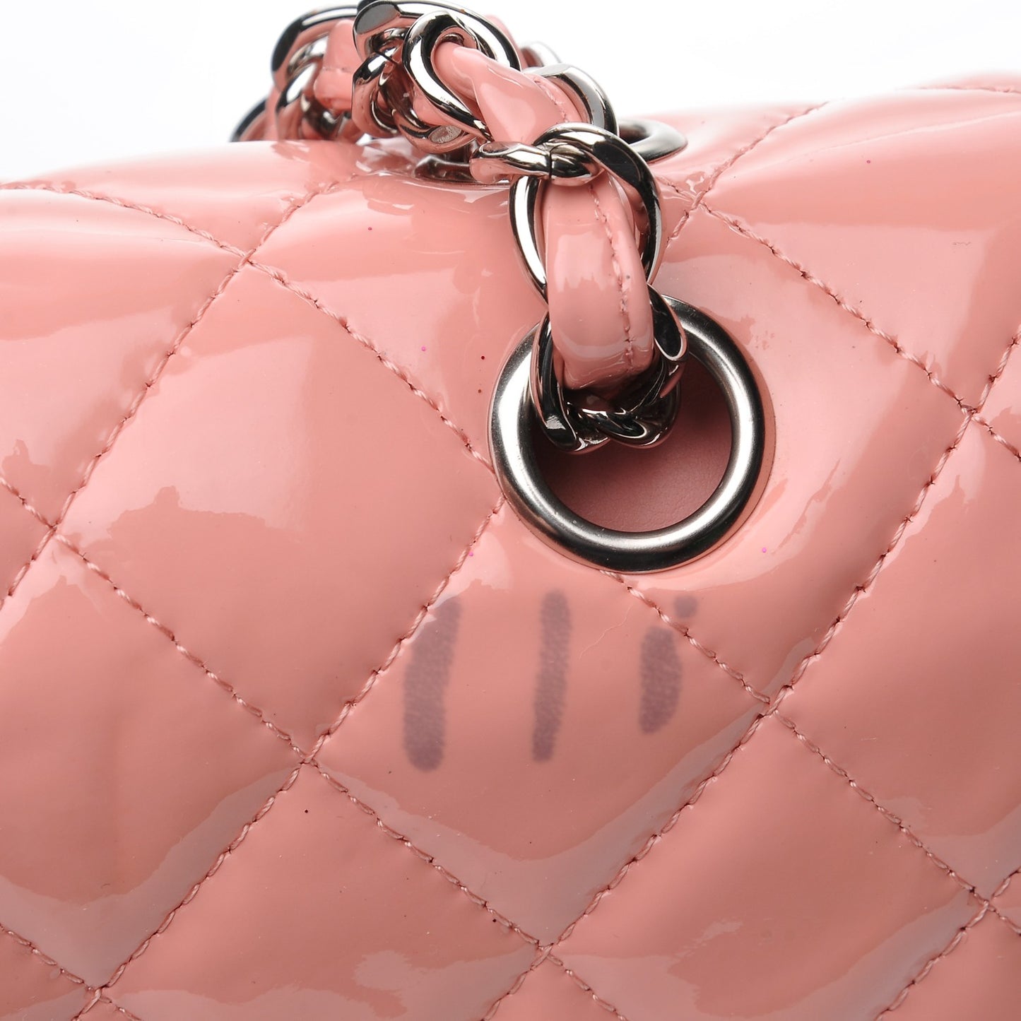 Patent Quilted Medium Double Flap Light Pink