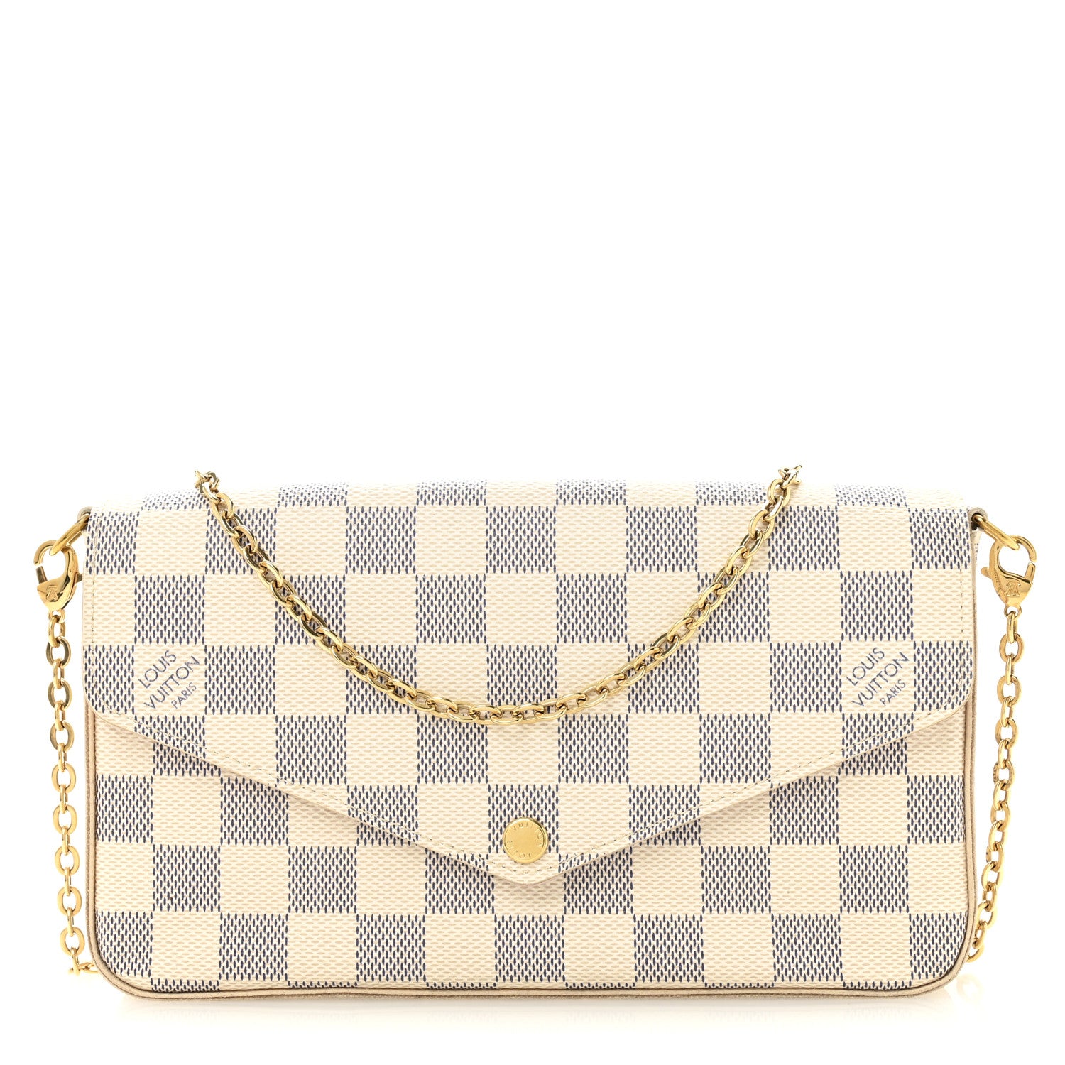 Louis Vuitton Damier Azur Pochette Felicie Chain Wallet Rose Ballerine 1 of 11
