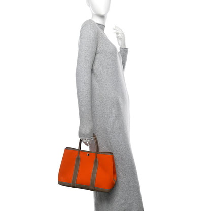 Hermes Toile Militaire Vache Country Garden Party 30 TPM Orange Chai 2 of 10