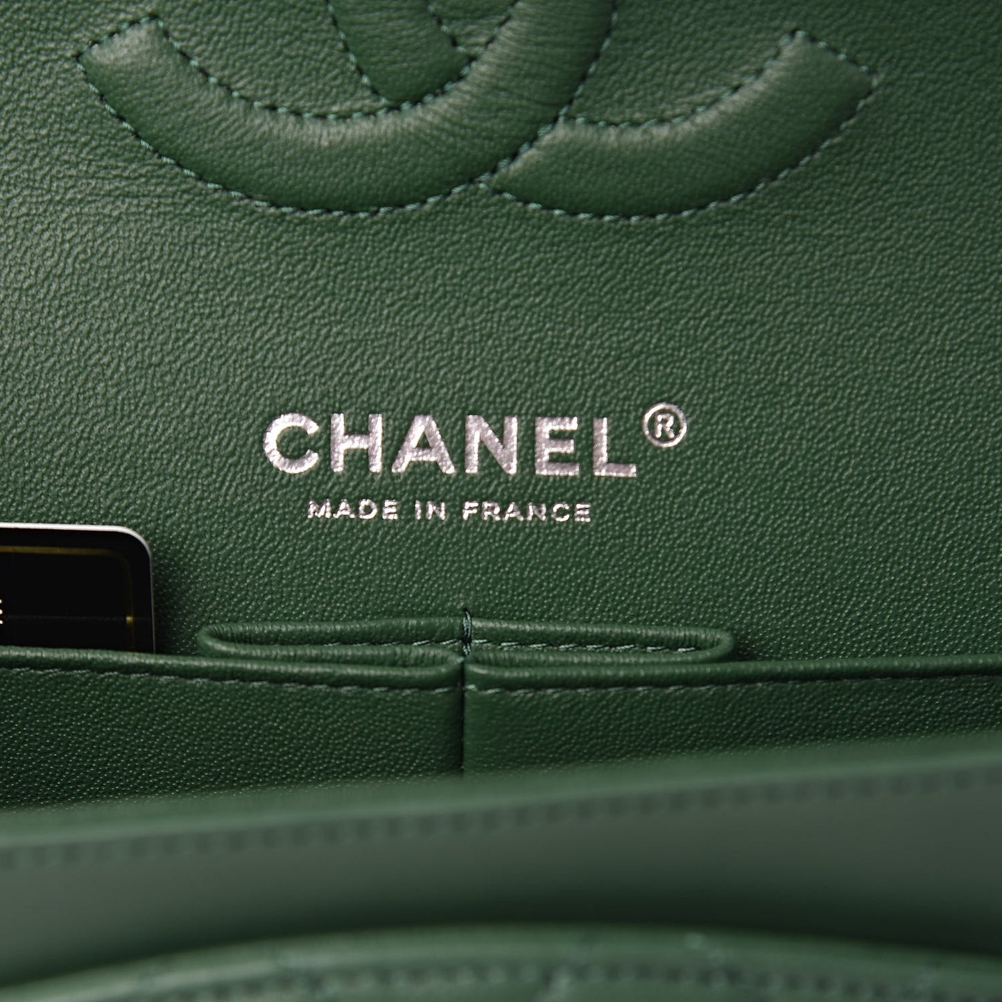 Lambskin Quilted Medium Double Flap Green