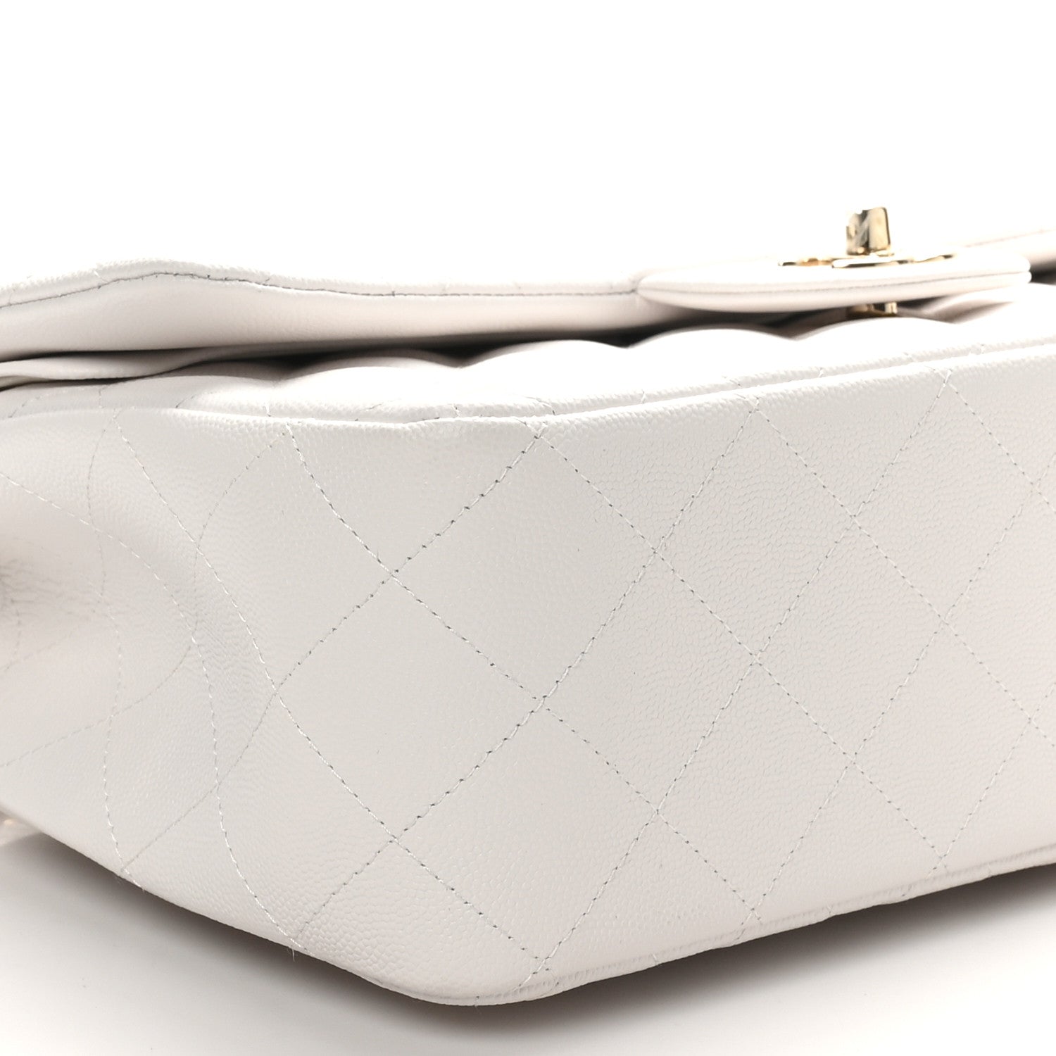 Chanel Caviar Quilted Jumbo Double Flap White 9 of 11