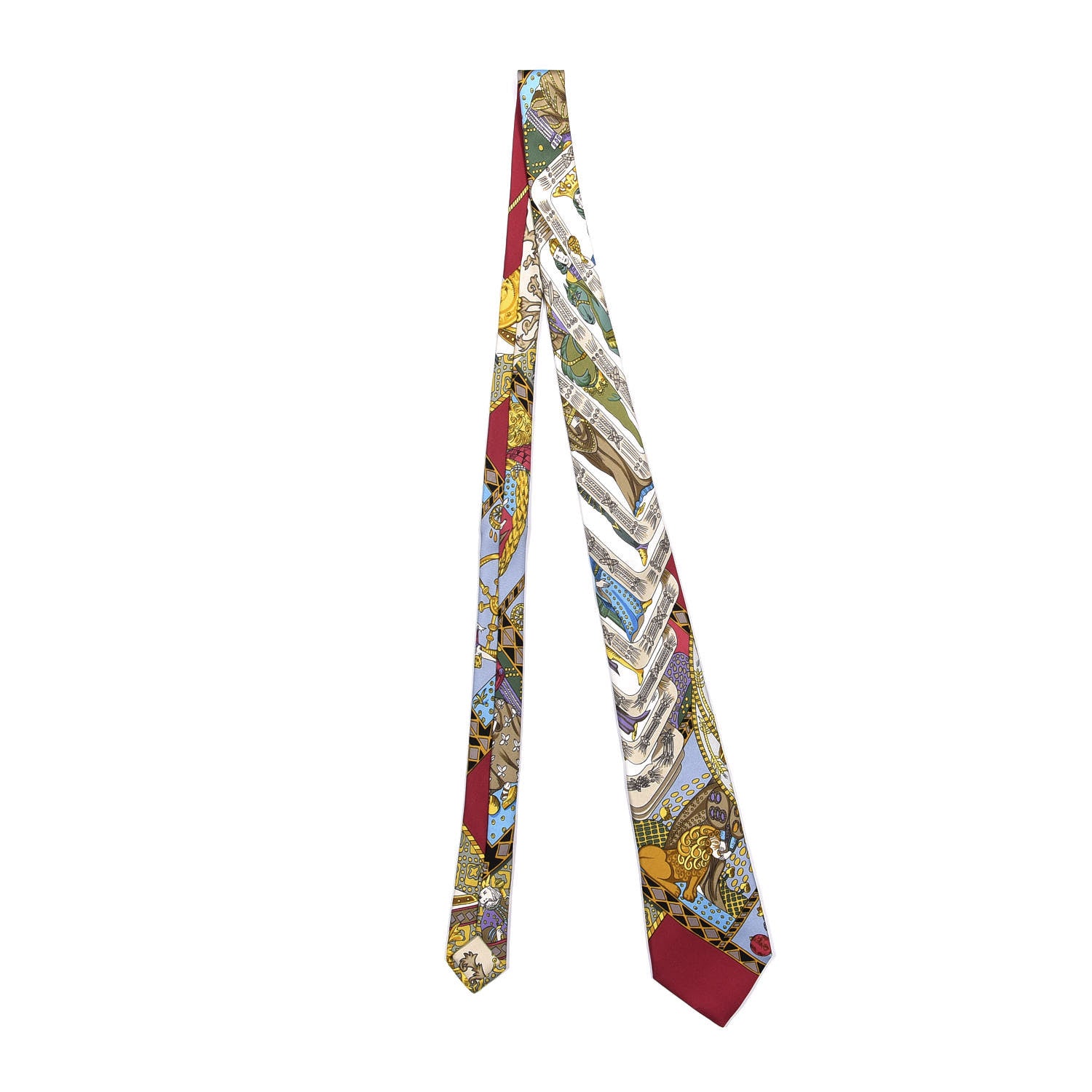 Hermes Silk Printed Mens Neck Tie Multicolor 1 of 4