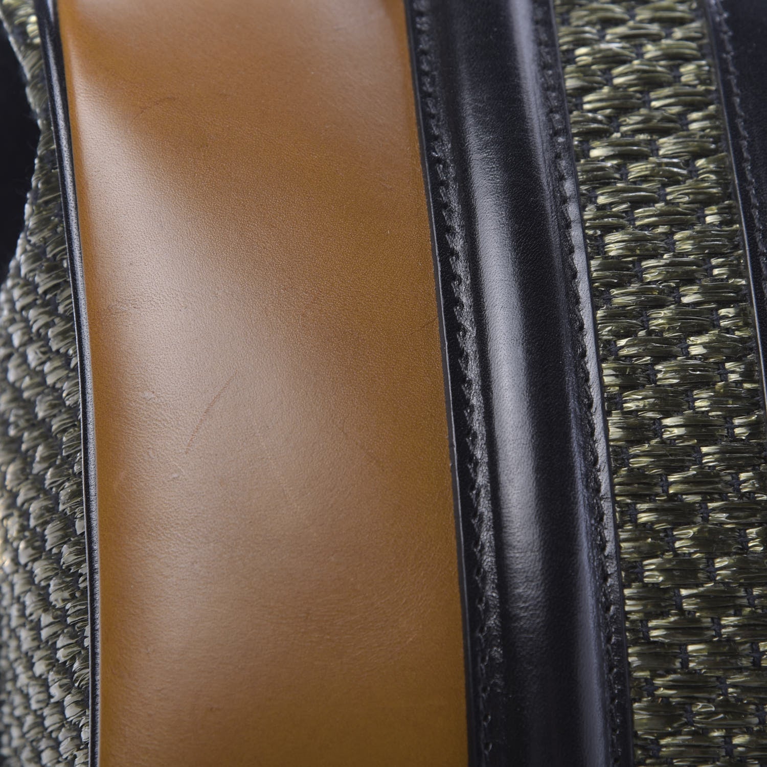 Burberry Calfskin Raffia Prorsum Bowling Bag Green Brown 12 of 16