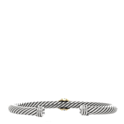 David Yurman Sterling Silver 18K Yellow Gold 5mm Cable Classics Single Station Bracelet 3 of 5
