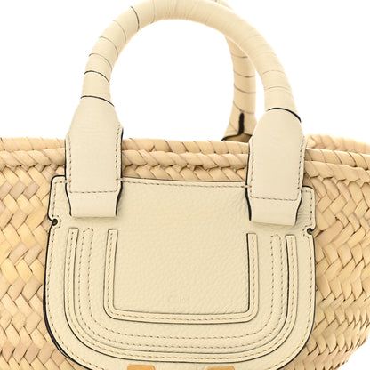 Chloe Raffia Small Grain Calfskin Mini Marcie Basket White 7 of 9
