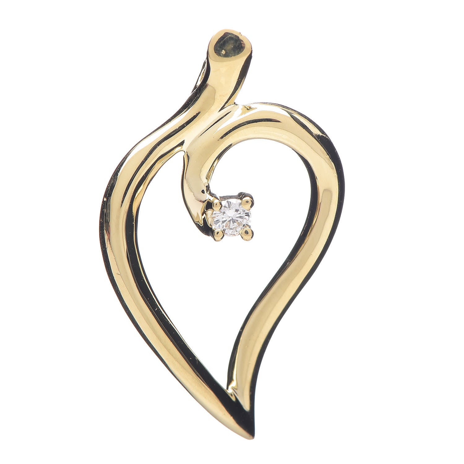 Tiffany 18K Yellow Gold Diamond Open Leaf Pendant 1 of 3