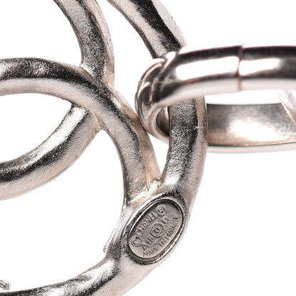 Chanel CC Hoop Drop Earrings Silver 4 of 5
