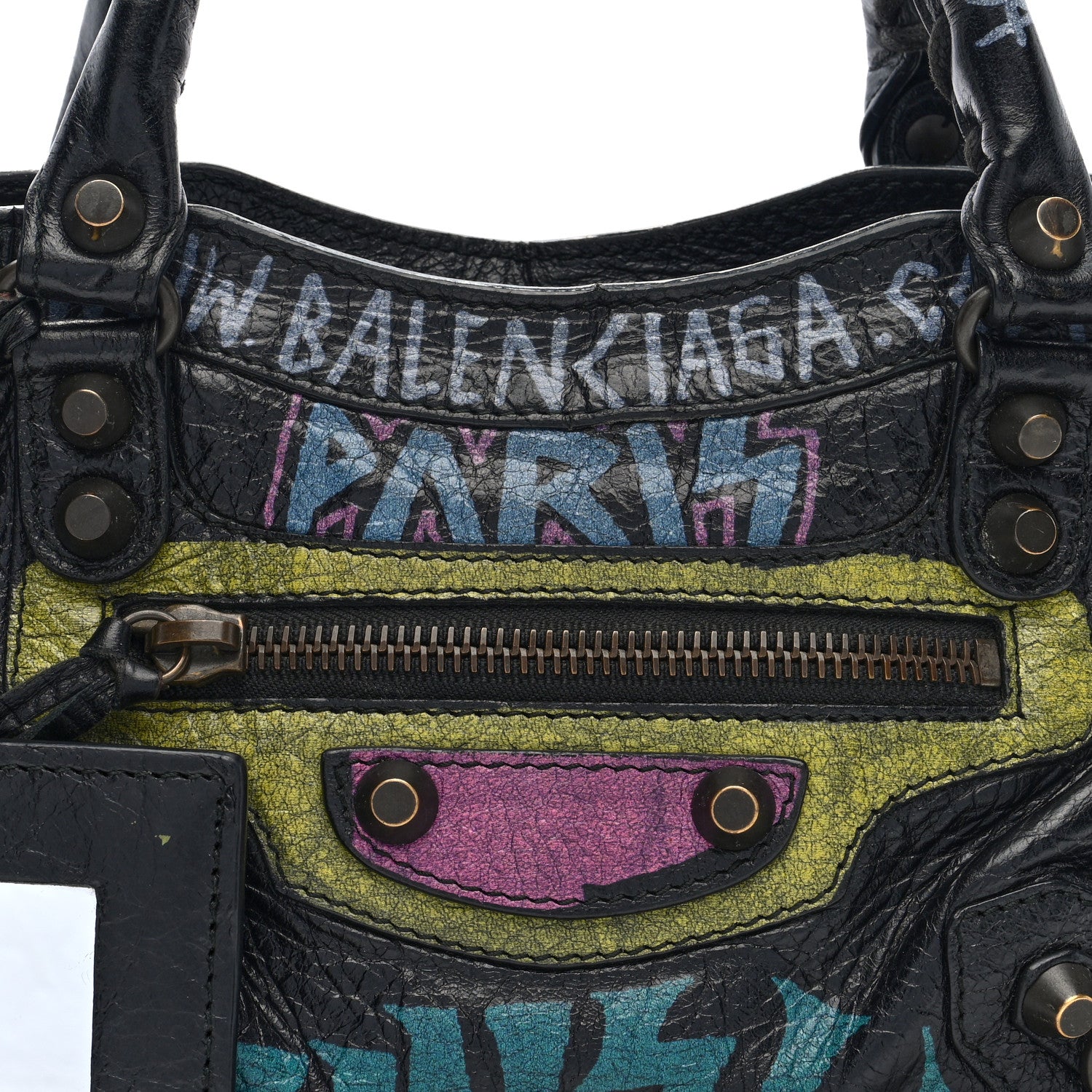 Balenciaga Agneau Arena Graffiti All Over Classic Hardware Mini City Black Multicolor 8 of 10