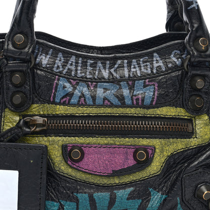 Balenciaga Agneau Arena Graffiti All Over Classic Hardware Mini City Black Multicolor 8 of 10