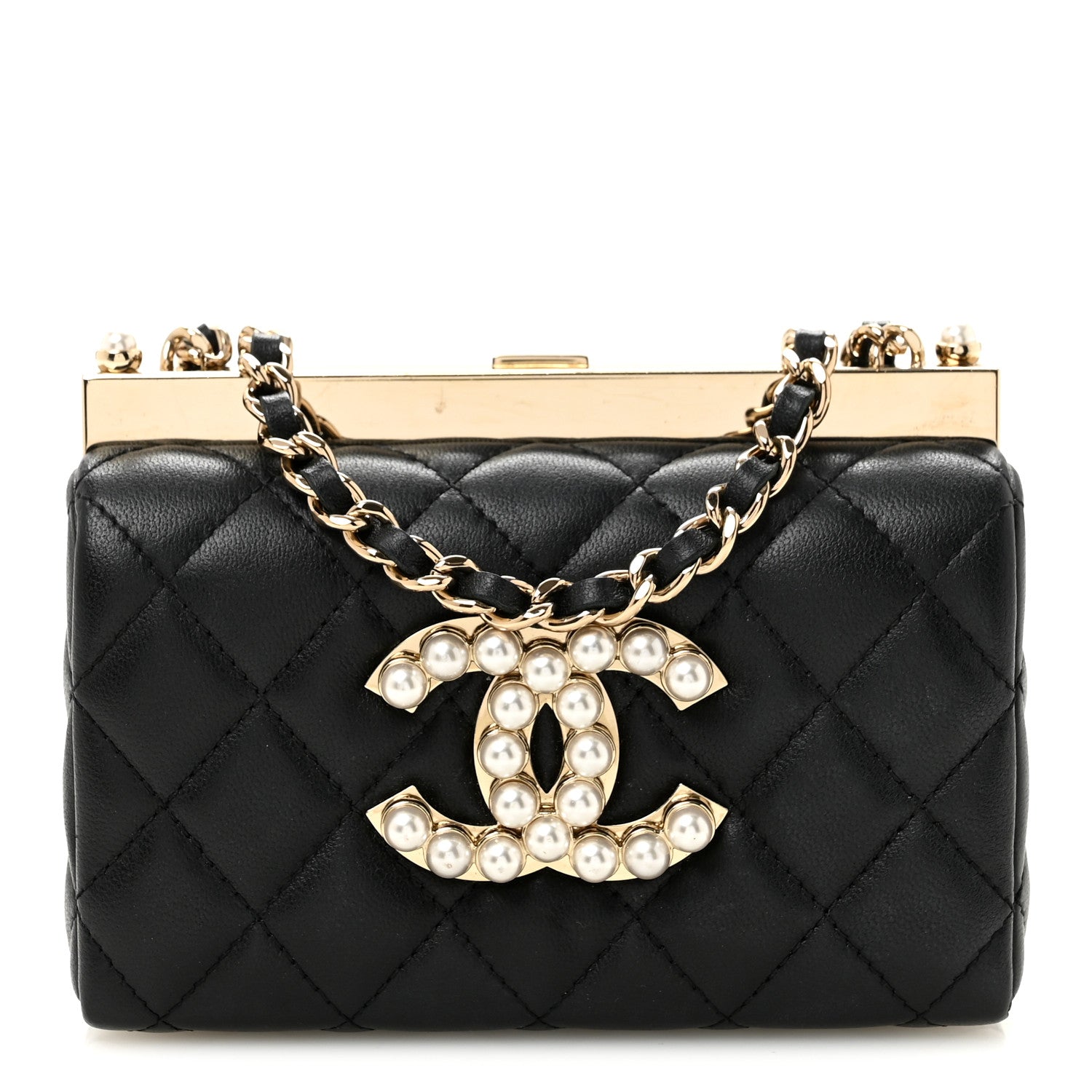 Chanel Lambskin Quilted Pearl CC Vanity Case Black 1 of 11