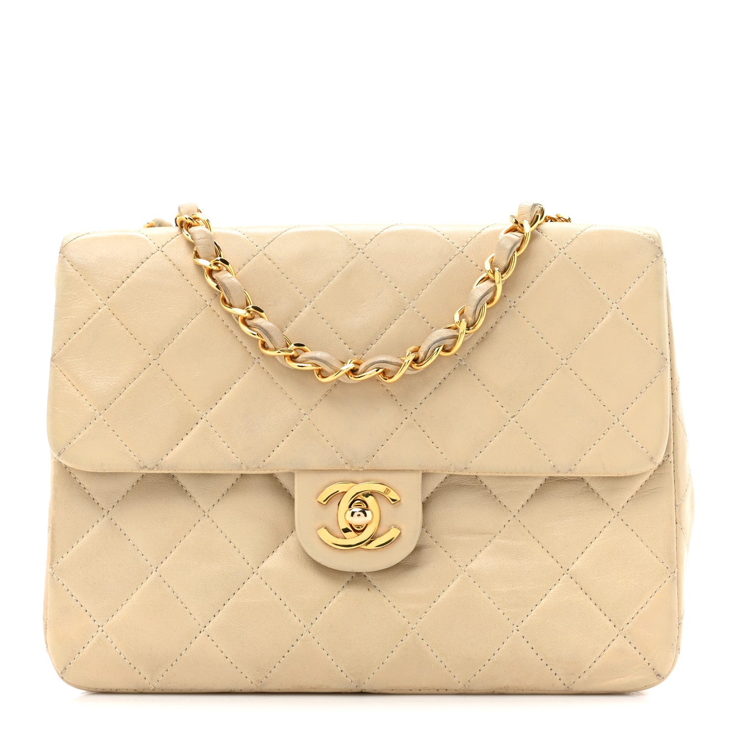 Chanel Lambskin Quilted Small Single Flap Beige 1 of 17