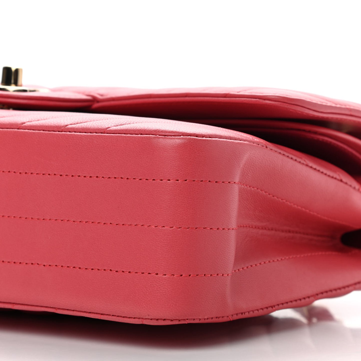 Lambskin Chevron Quilted Medium Double Flap Pink