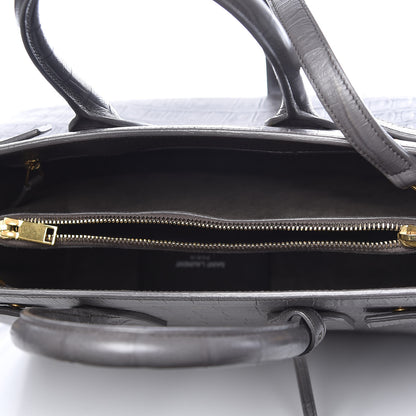 Saint Laurent Calfskin Crocodile Embossed Small Sac De Jour Earth 5 of 10