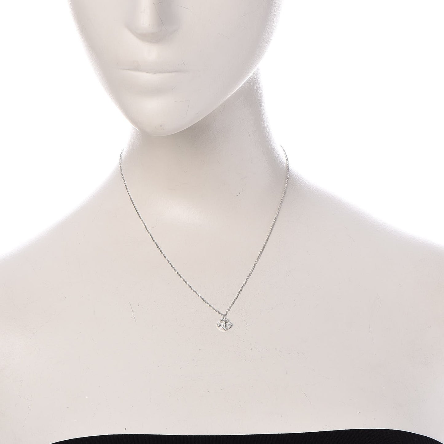 18K White Gold Mini Metro Anchor Pendant Necklace