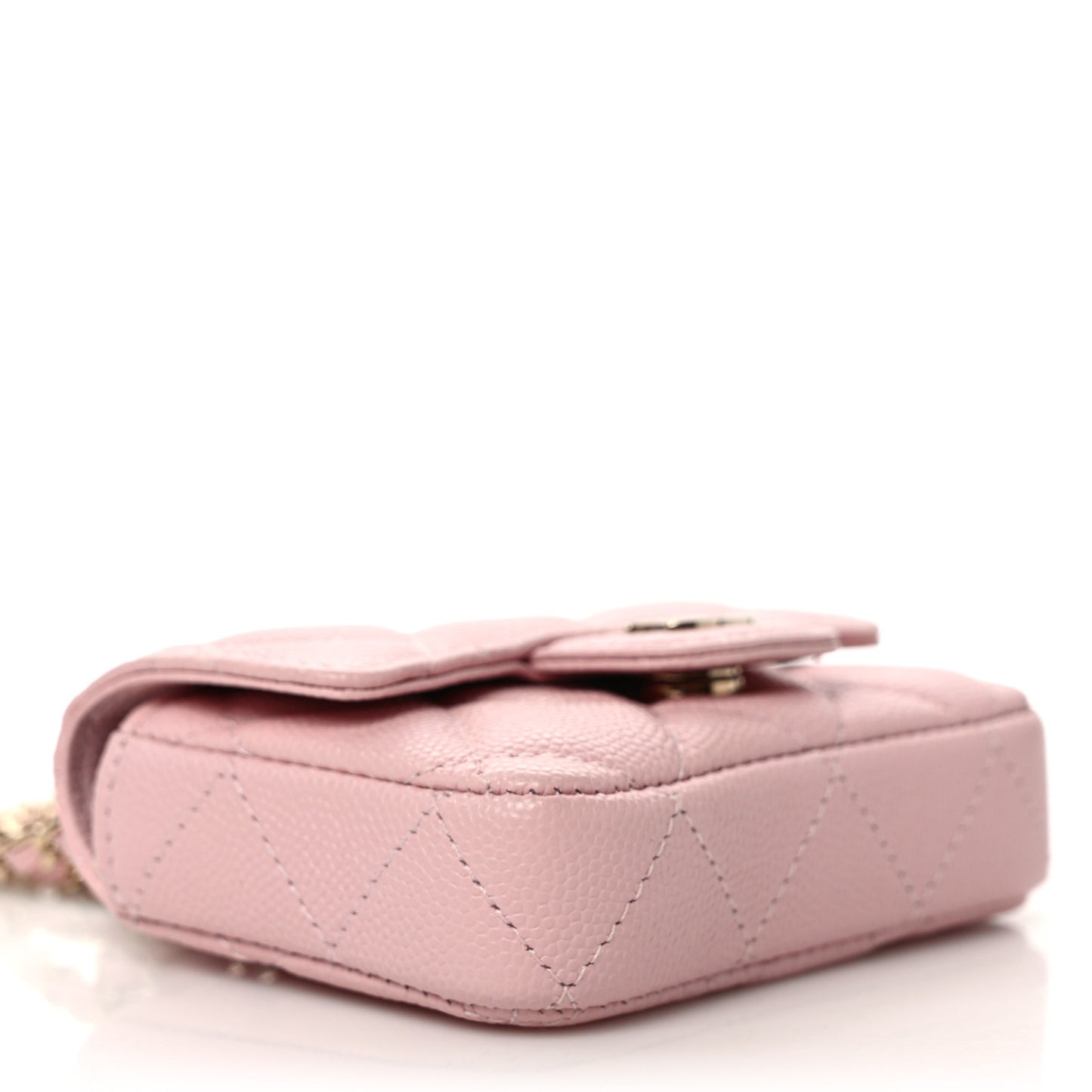 Caviar Quilted Flap Chain Waist Bag Pink