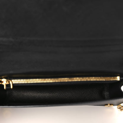 Prada Saffiano Metal Mini Flap Crossbody Wristlet Bag Black 5 of 8