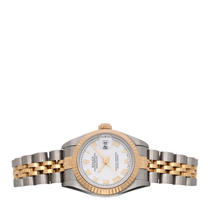 Rolex Stainless Steel 18K Yellow Gold 26mm Oyster Perpetual Datejust Watch White Roman 79173 2 of 5