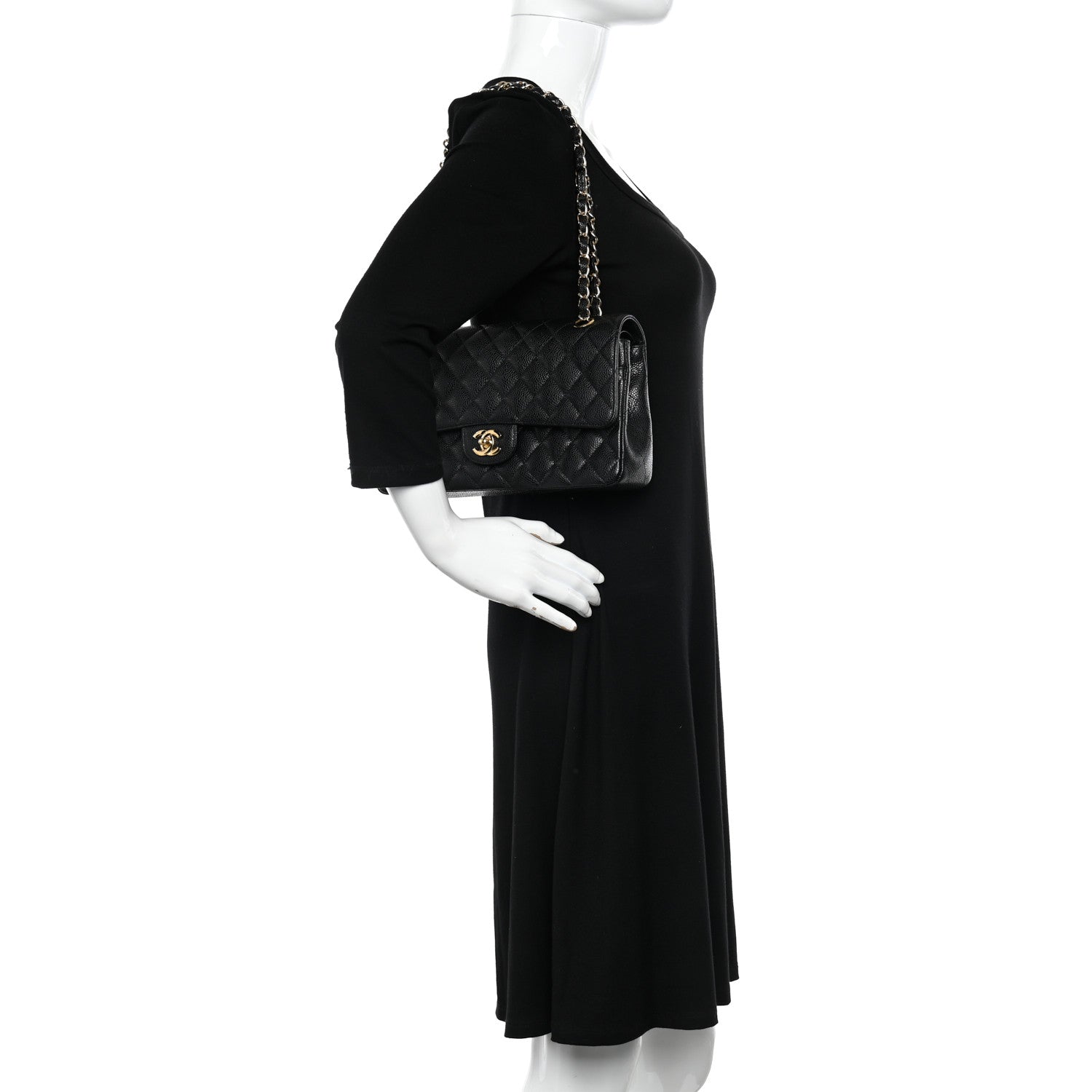 Chanel Caviar Quilted Medium Double Flap Black 2 of 12