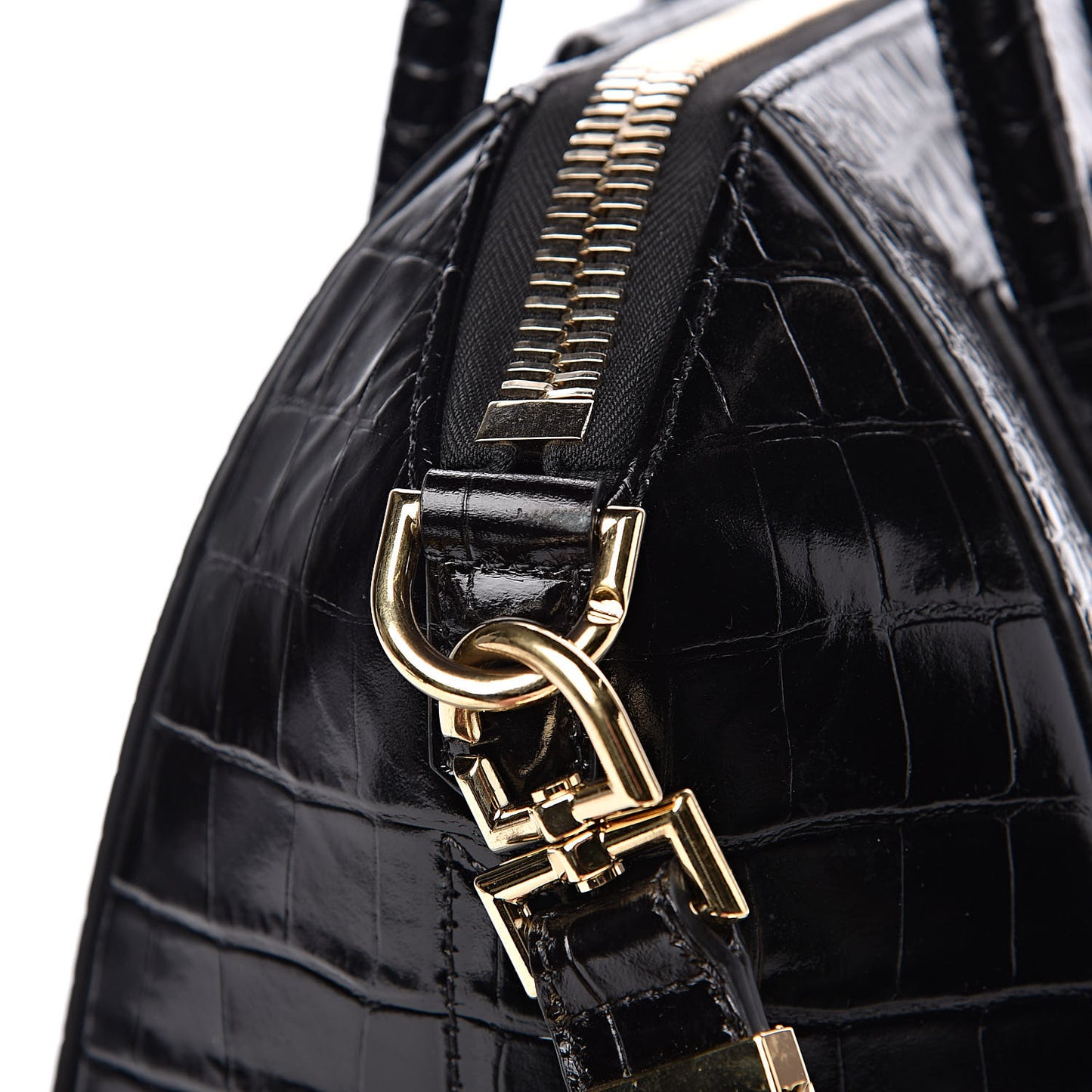Calfskin Crocodile Embossed Small Antigona Black