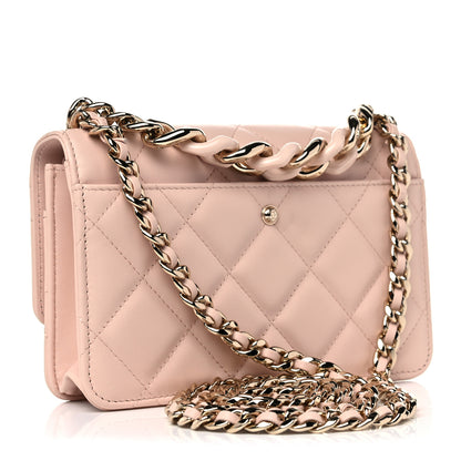 Chanel Lambskin Plexi Quilted Wallet On Chain WOC Light Beige 3 of 11