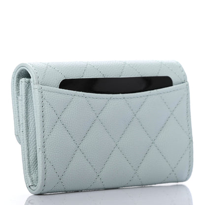 Chanel Caviar Quilted Flap Card Holder Wallet Light Blue 3 of 8