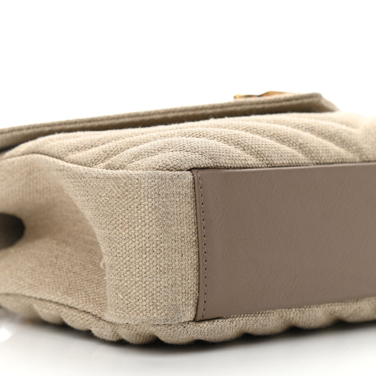 Linen Quilted College Medium Chain Bag Taupe