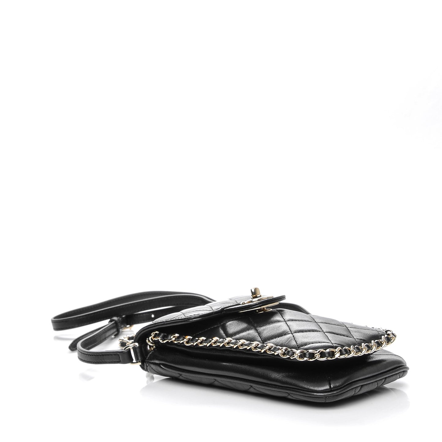 Lambskin Quilted Clutch With Chain Black