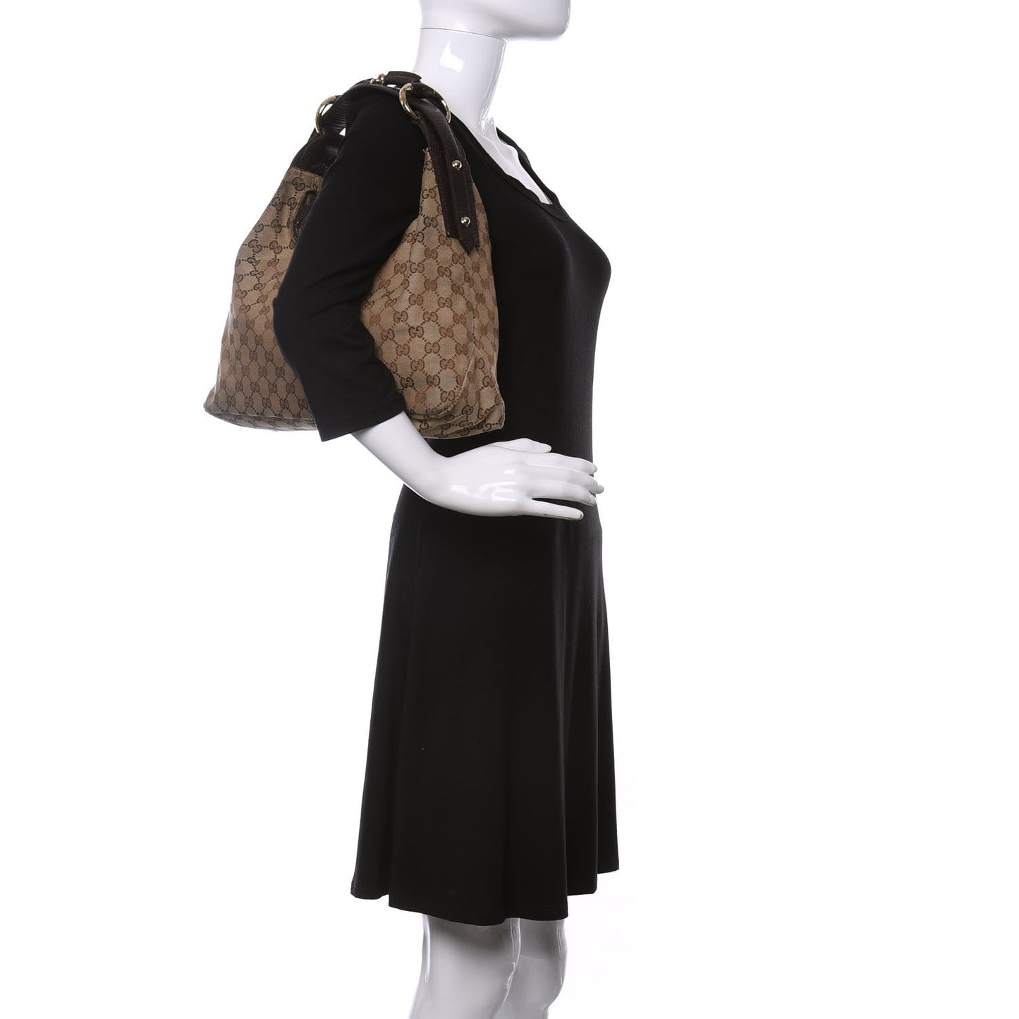 Monogram Medium Horsebit Chain Hobo Dark Brown