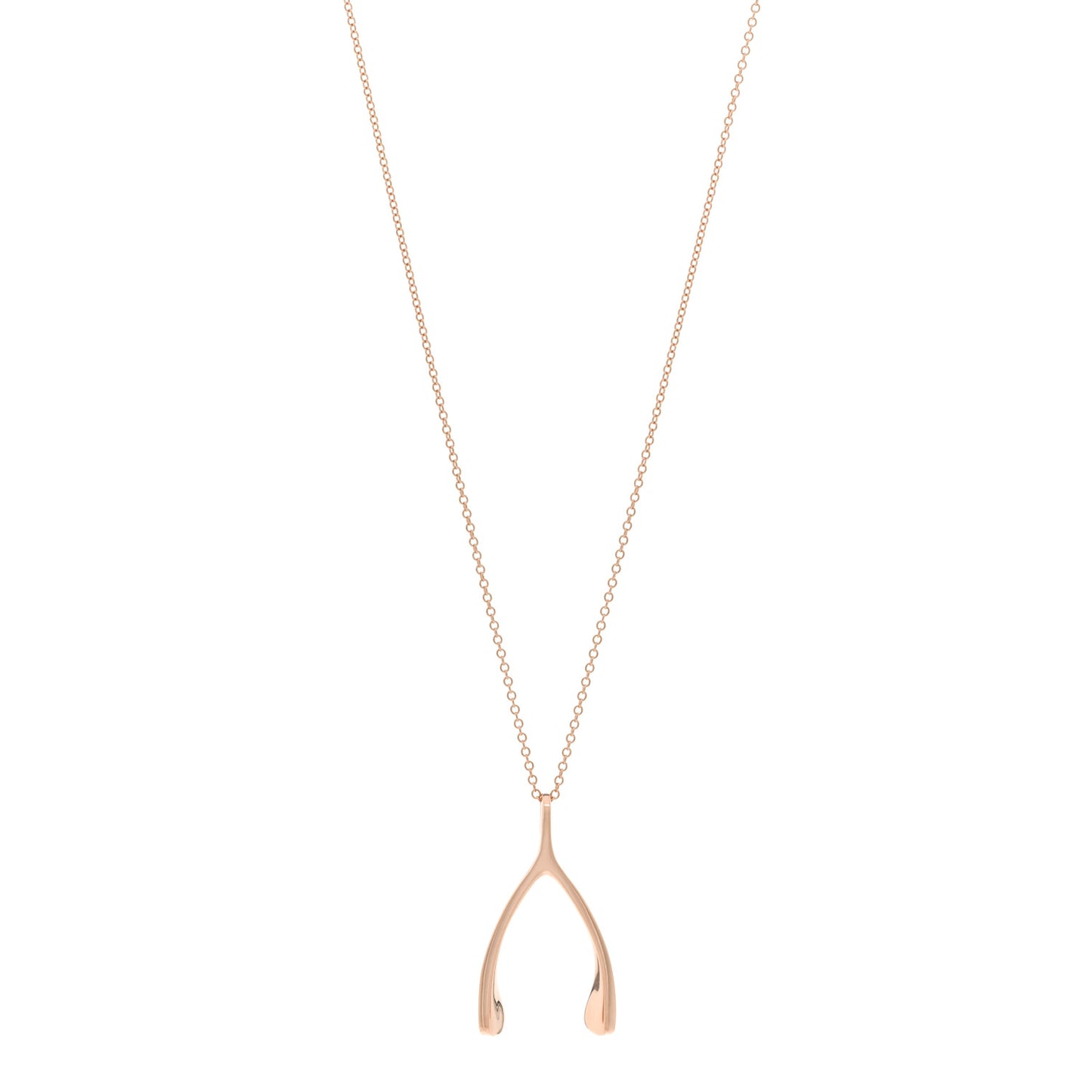 18K Rose Gold Wishbone Pendant Necklace