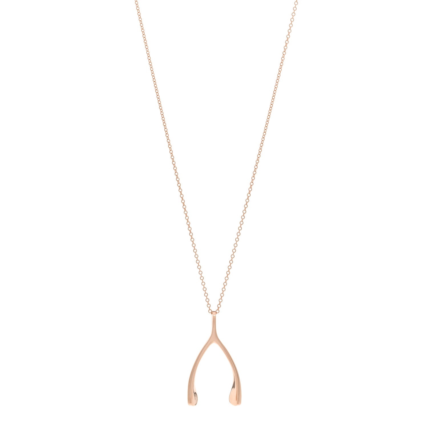 Jennifer Meyer 18K Rose Gold Wishbone Pendant Necklace 1 of 4