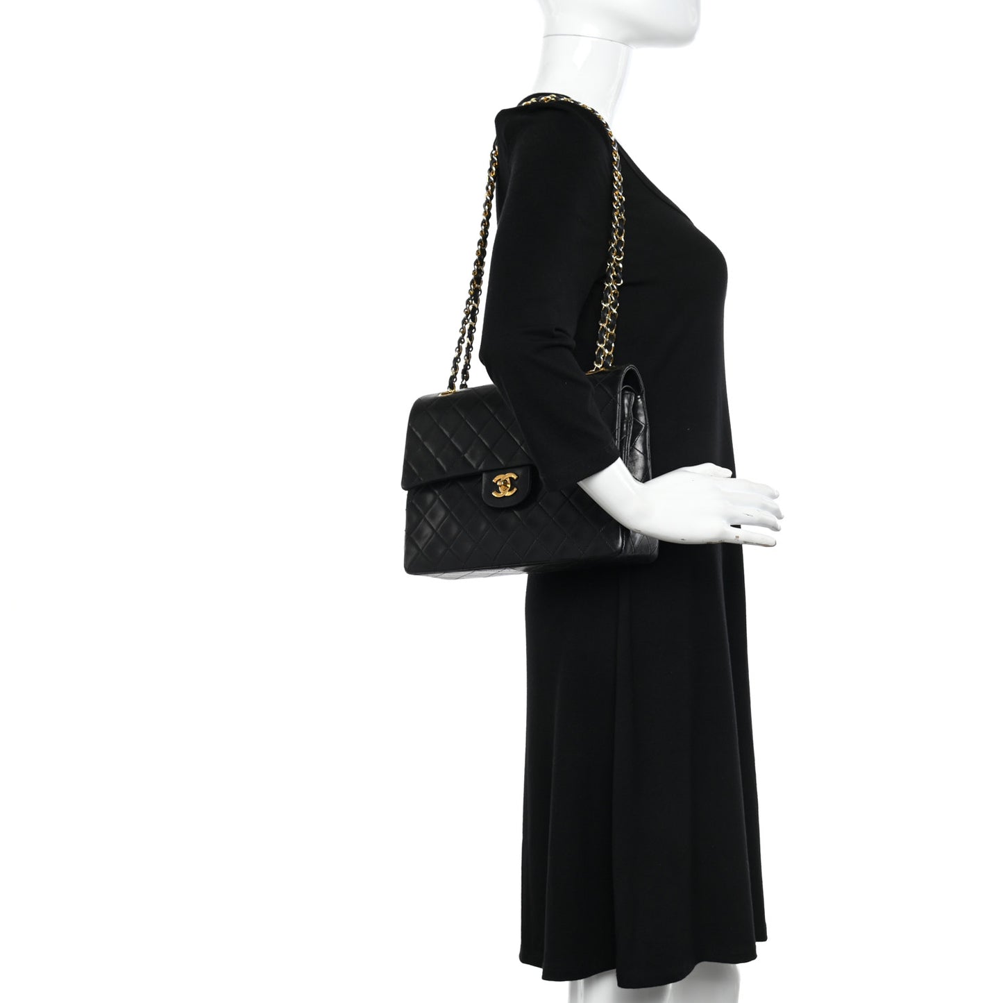 Lambskin Quilted Medium Double Flap Black