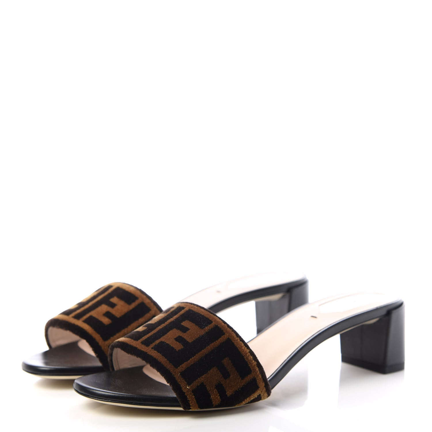 Fendi Velvet FF Slide Sandals 38.5 Tobacco 3 of 10