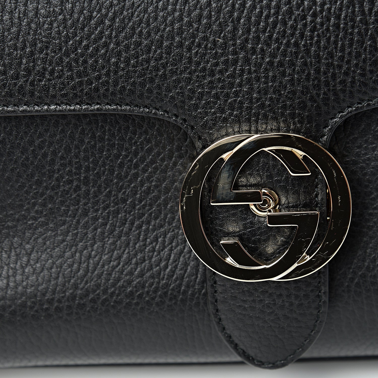 Gucci Dollar Calfskin Interlocking G Top Handle Shoulder Bag Black 10 of 10