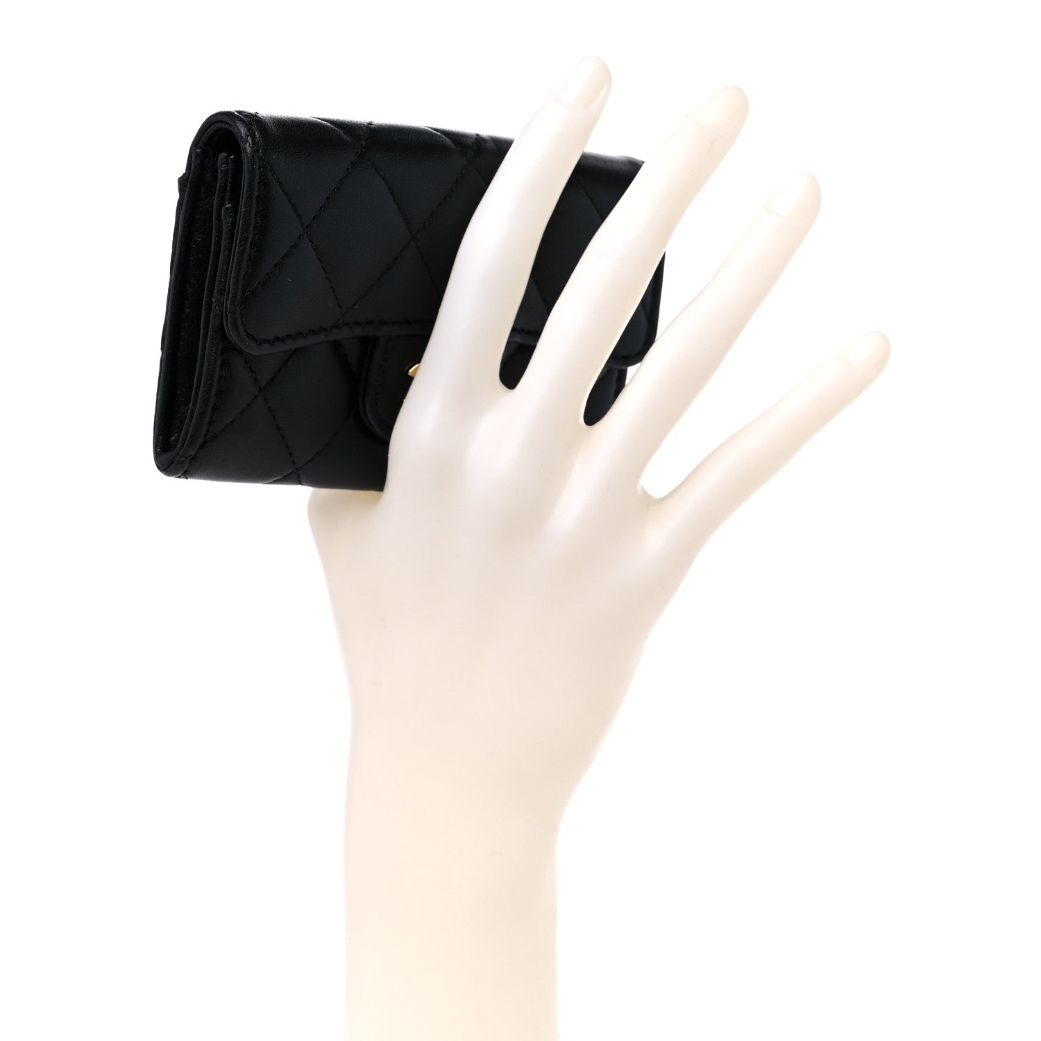 Chanel Lambskin Quilted Flap Card Holder Wallet Black 2 of 8