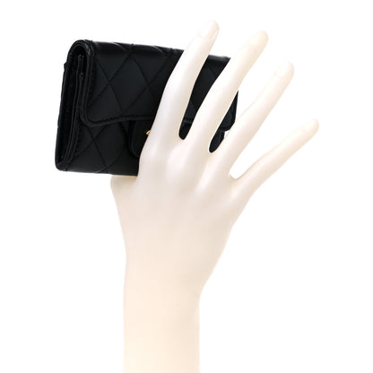 Chanel Lambskin Quilted Flap Card Holder Wallet Black 2 of 8