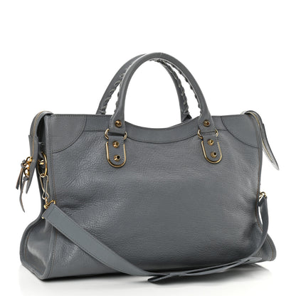 Balenciaga Chevre Gold Metallic Edge Hardware City Bleu Acier 3 of 13