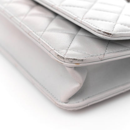 Chanel Lambskin Quilted Wallet On Chain WOC Grey 10 of 19
