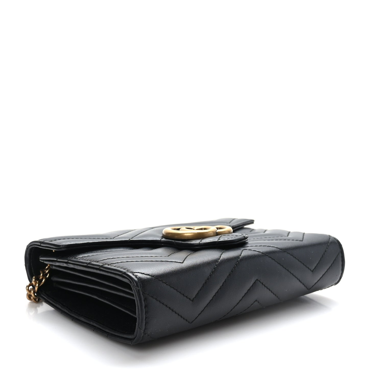 Calfskin Matelasse GG Marmont Chain Wallet Black