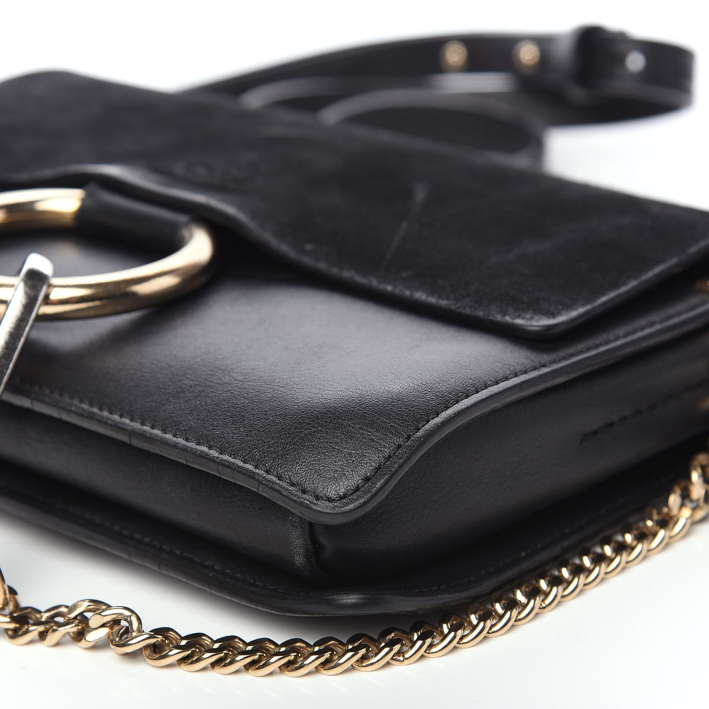 Suede Calfskin Small Faye Shoulder Bag Black