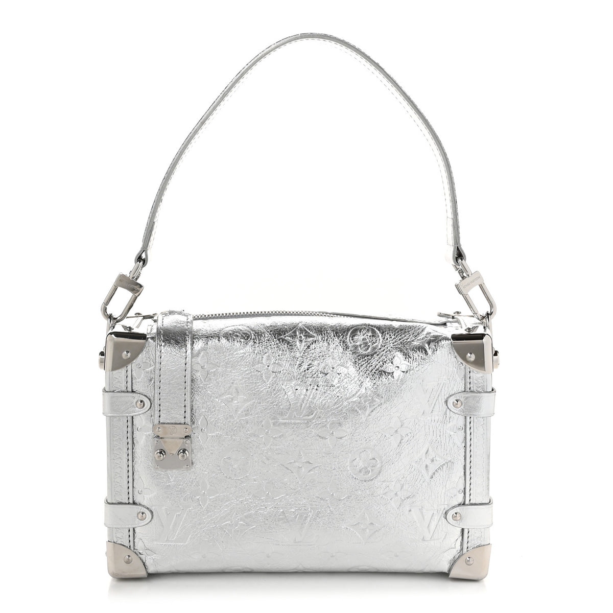 Calfskin Monogram Miroir LV Ski Side Trunk MM Silver