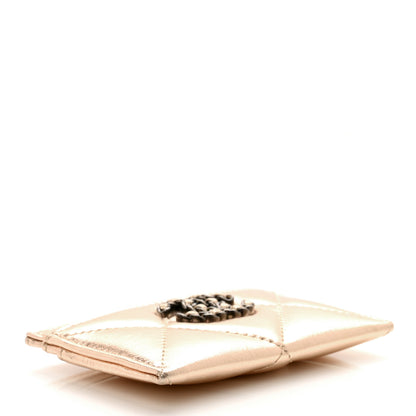 Chanel Metallic Lambskin Quilted Chanel 19 Card Holder Gold 4 of 9
