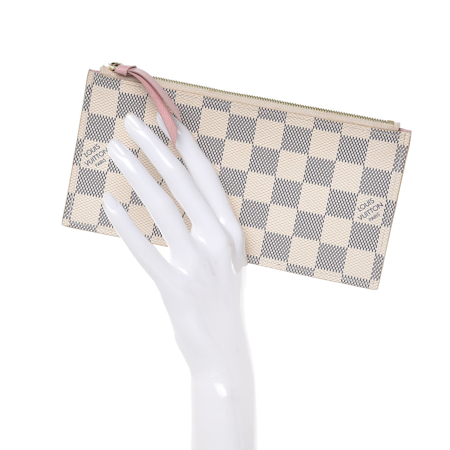 Louis Vuitton Damier Azur Felicie Chain Wallet Zippered Insert Rose Ballerine 2 of 6