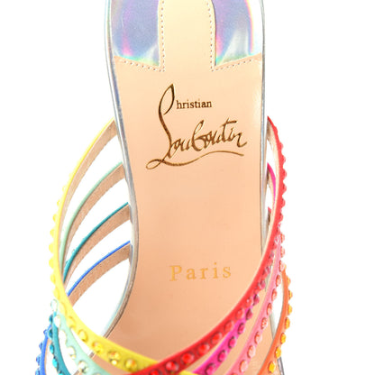 Christian Louboutin Specchio Calfskin Crystal Marthastrass 100 Slide Sandals 37.5 Silver Multicolor 9 of 10