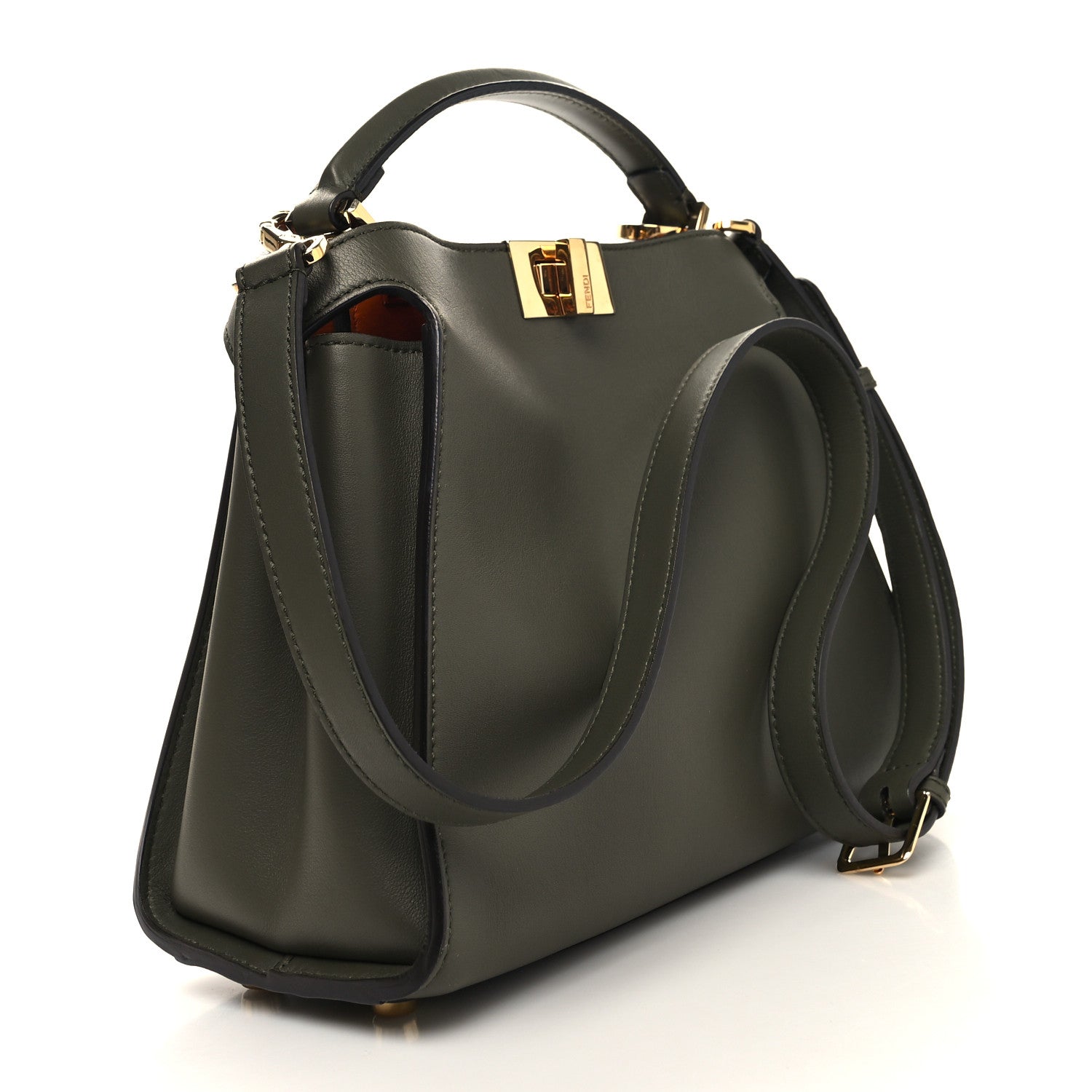 Fendi Vitello Medium Peekaboo Iconic Essentially Satchel Equatore Orange 3 of 10